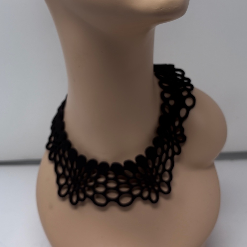 Chic Black wool felt patterned Collar Necklace Choker